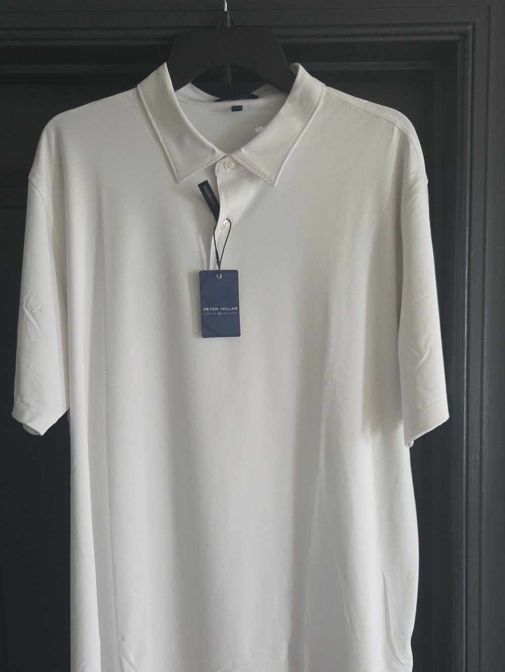 NWT Peter Millar White Short-Sleeve, Crown Crafted Polo with Tags, XL